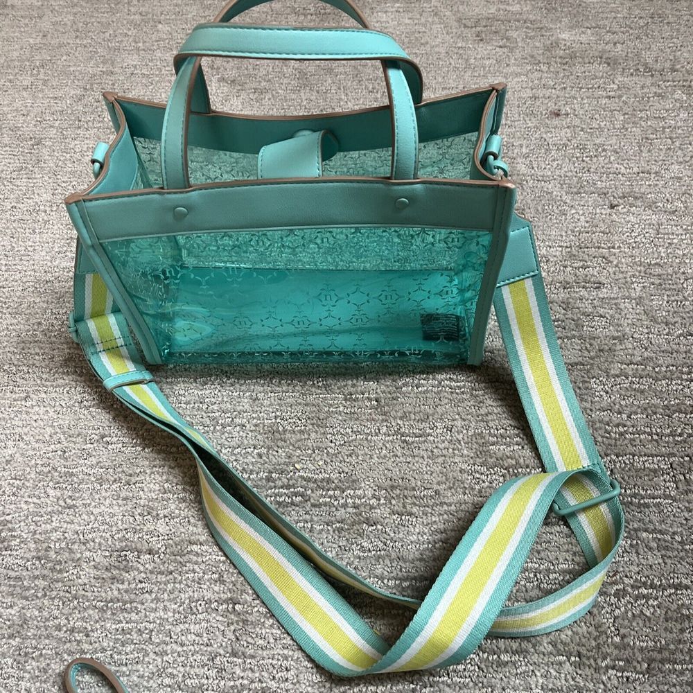 Nanette Lepore Arianna clear logo satchel with solid wristlet Teal - Picture 3 of 8